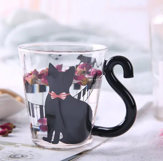 Cartoon Cat Glass Water Cup