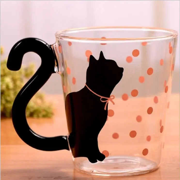 Cartoon Cat Glass Water Cup
