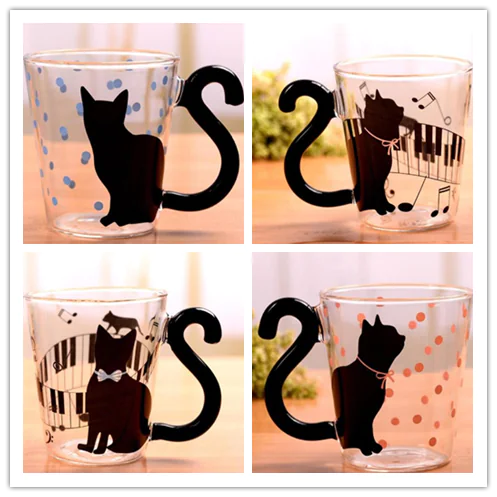Cartoon Cat Glass Water Cup
