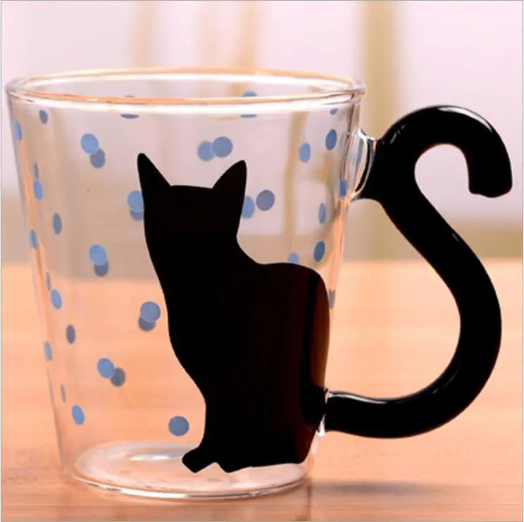 Cartoon Cat Glass Water Cup