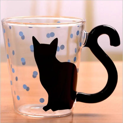 Cartoon Cat Glass Water Cup