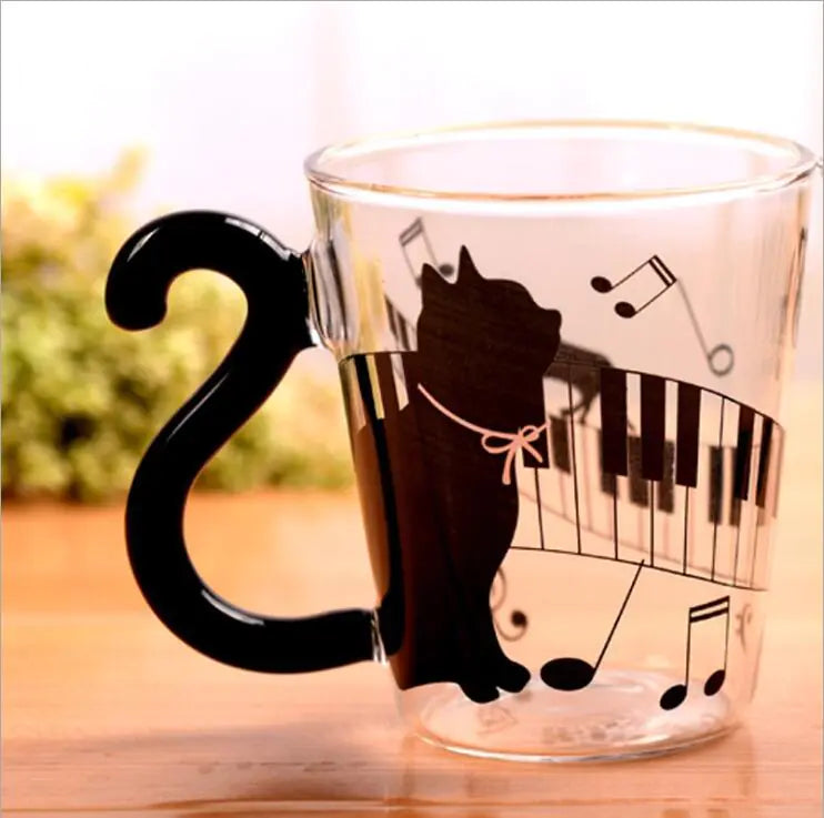 Cartoon Cat Glass Water Cup
