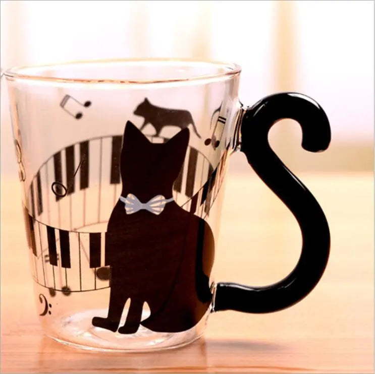 Cartoon Cat Glass Water Cup