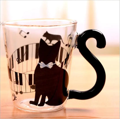 Cartoon Cat Glass Water Cup