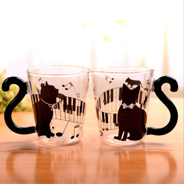 Cartoon Cat Glass Water Cup
