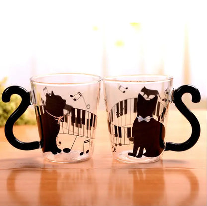Cartoon Cat Glass Water Cup