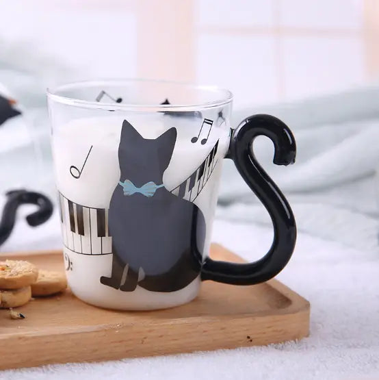 Cartoon Cat Glass Water Cup